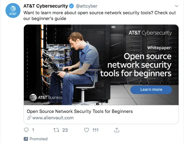 Screenshot of twitter feed with ad